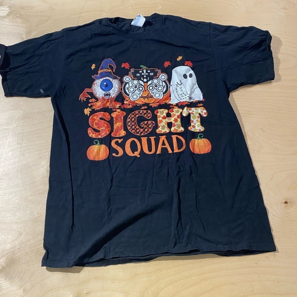 Black Halloween Sight Squad T-Shirt on Port & Company Tag Large (KK)
